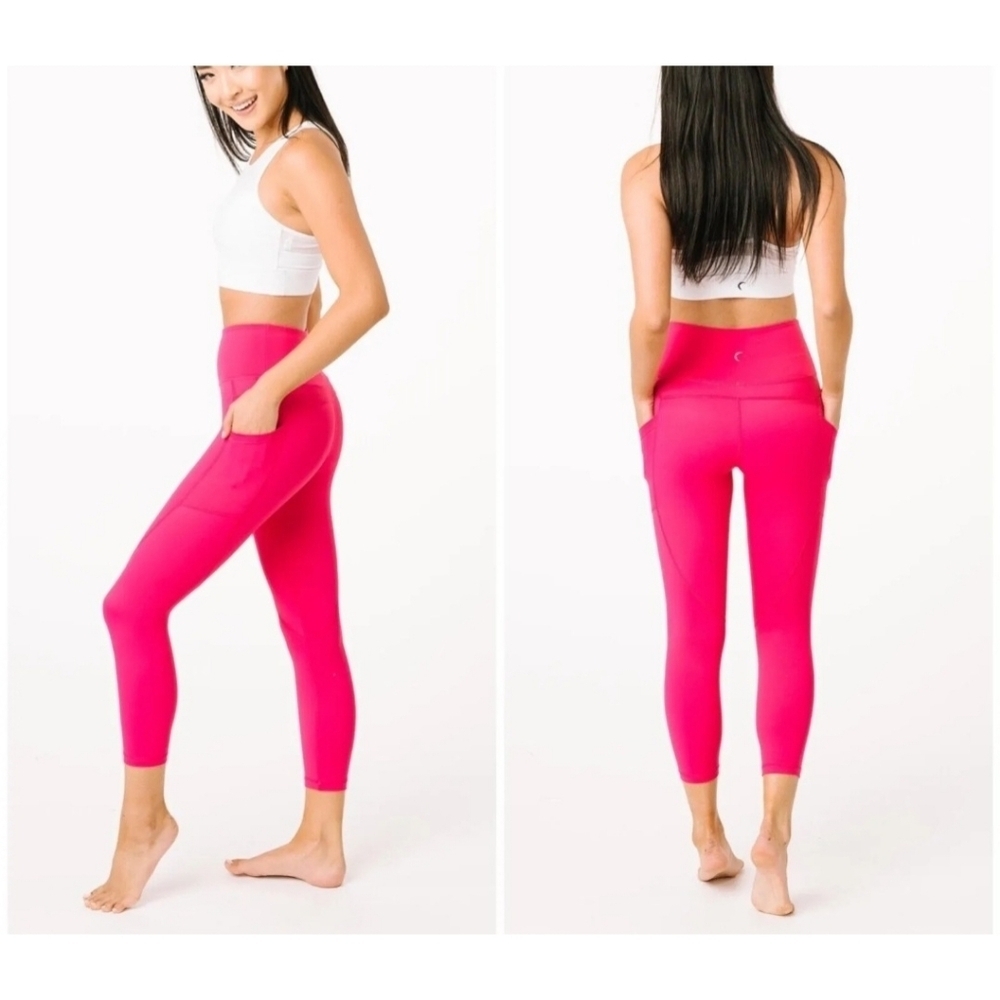 Zyia Active Womens Party Pink Light n Tight Hi-Rise Capri Leggings Size 6-8.